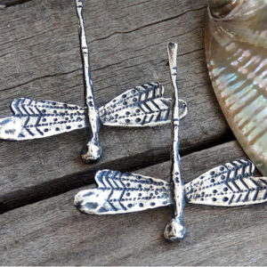 Dragonfly earrings in solid sterling silver, long stud earrings, ancient lost wax technique earrings, 925 sterling silver earrings